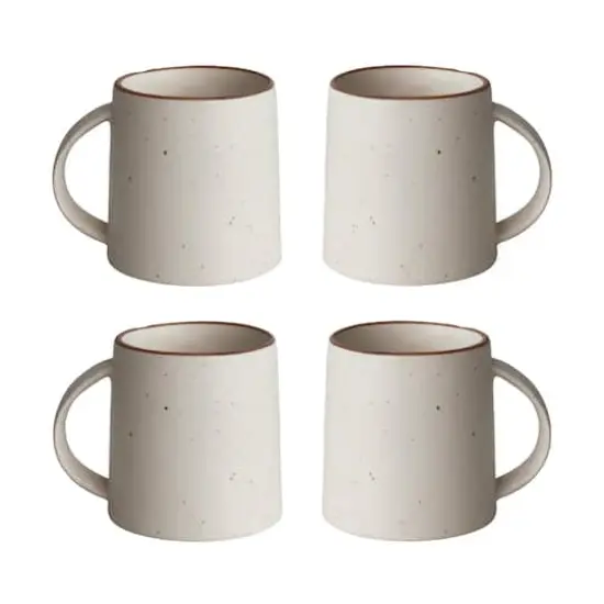 Hello Honey&reg; 10oz. Ivory and Brown Speckled Stoneware Mug Set {1}
