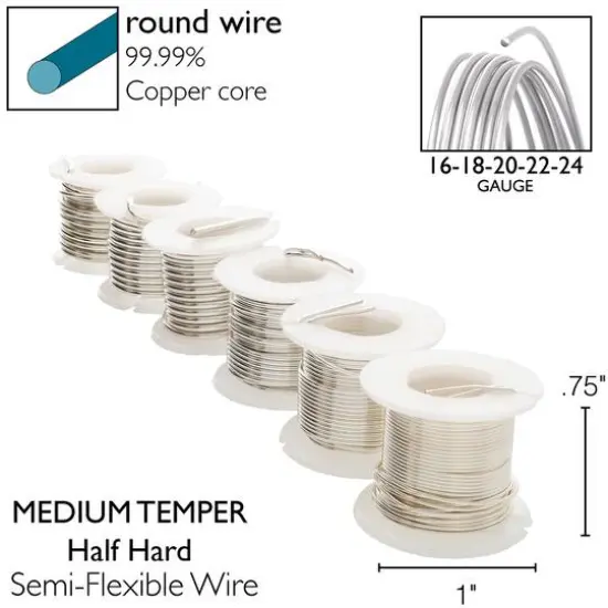 The Beadsmith® Wire™ Elements Lacquered Tarnish-Resistant Wire Set Silver {6}