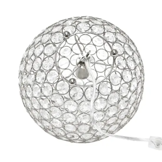 Lalia Home 10" Medium Metal Crystal Round Orb Table Lamp Chrome {11}