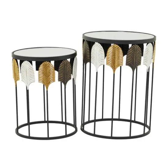 Black Metal Contemporary Accent Table Set {6}