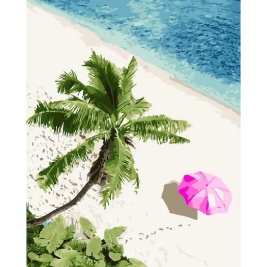 16" x 20" Beach Umbrella Paint-by-Number Kit with Wood Display Hanger by Artist's Loft® {1}