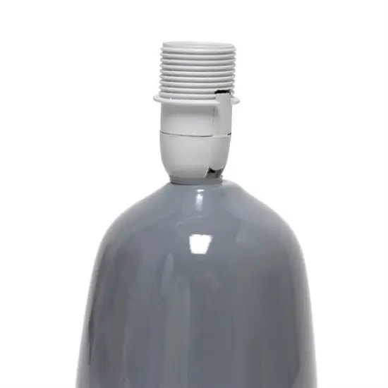 Simple Designs 10" Thimble Base Ceramic Table Lamp Gray {5}