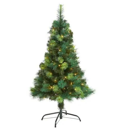 4ft. Pre-Lit Mixed Green Scotch Pine Artificial Christmas Tree with LED Lights {1}