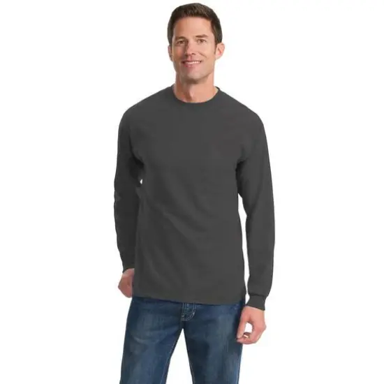 Port & Company&reg; Tall Long Sleeve Essential Pocket T-Shirt Charcoal {4}