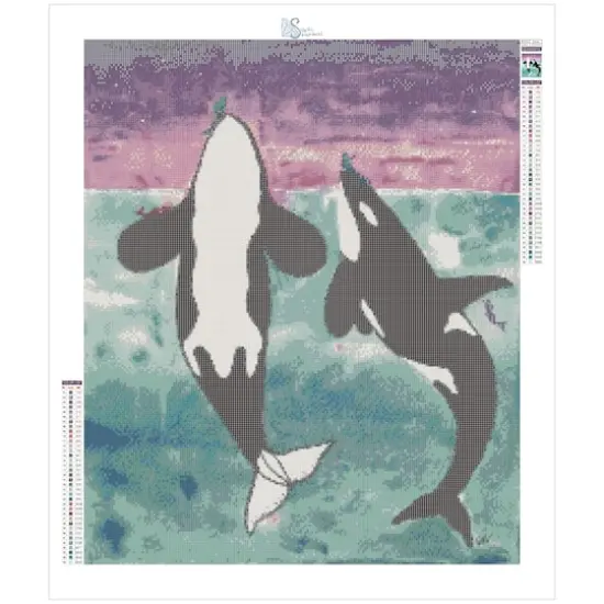 Sparkly Selections Killer Whales By Local Utah Artist Rachel H. Diamond Art Kit, Round Diamonds {3}