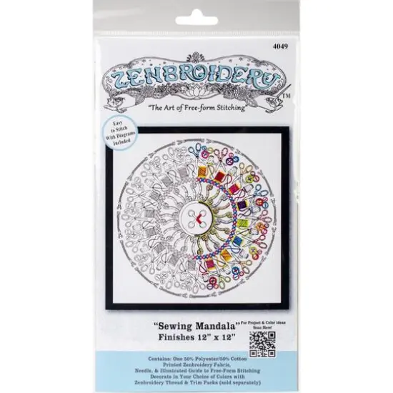 Design Works&trade; Zenbroidery&trade; Sewing Mandala Stamped Embroidery Kit {3}