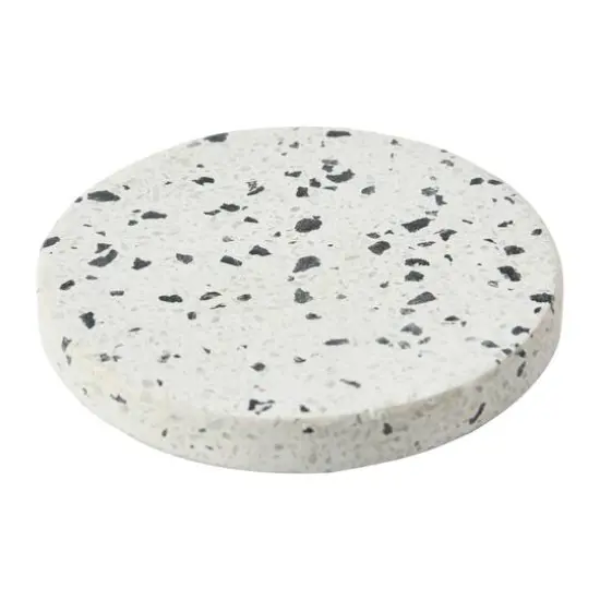 Hello Honey&reg; White Round Terrazzo Coaster Set {6}