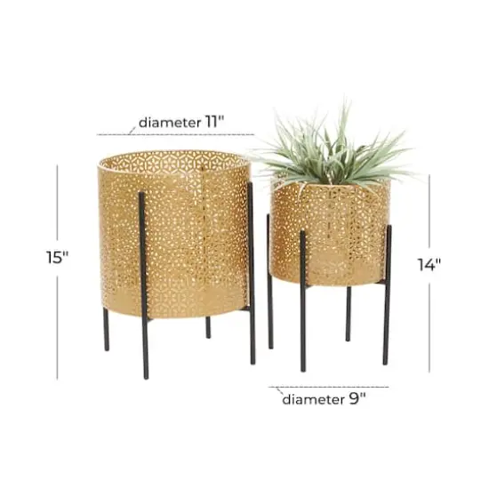CosmoLiving by Cosmopolitan Gold Metal Mesh Planter Set {5}