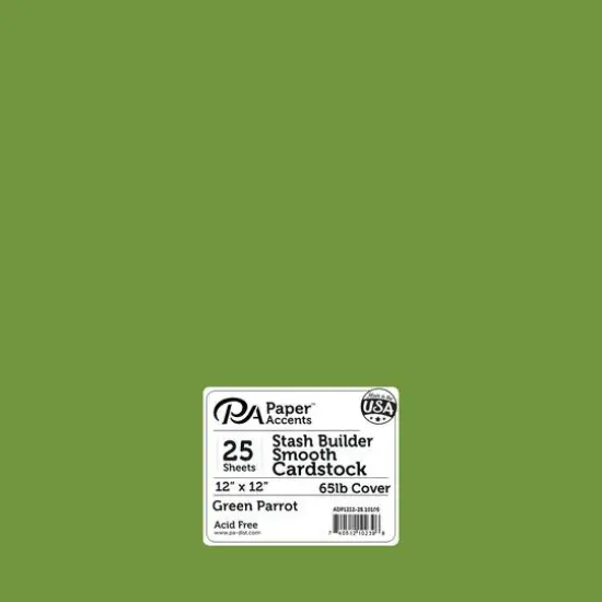 PA Paper&trade; Accents Stash Builder 12" x 12" 65lb. Smooth Cardstock, 25 Sheets Green Parrot {1}