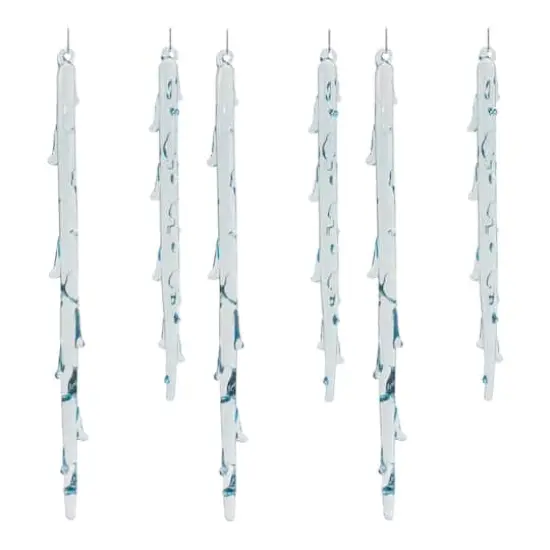 6ct. Assorted Melted Glass Icicle Drop Ornament Set {4}