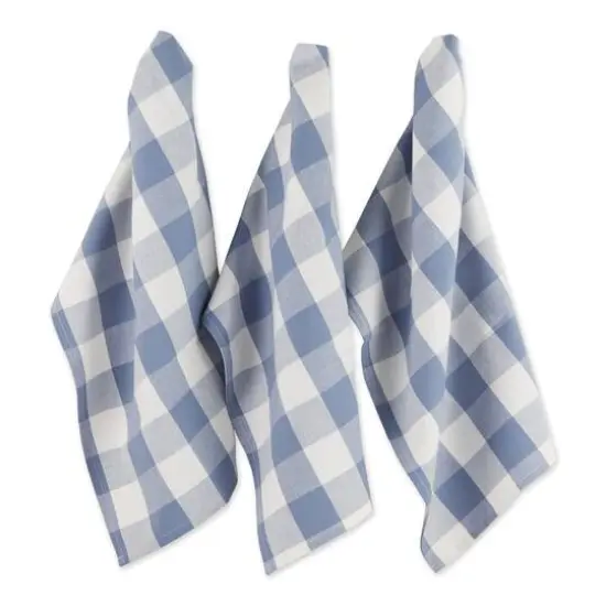 DII&reg; Stonewash Blue Buffalo Check Dish Towels, 3ct. {1}