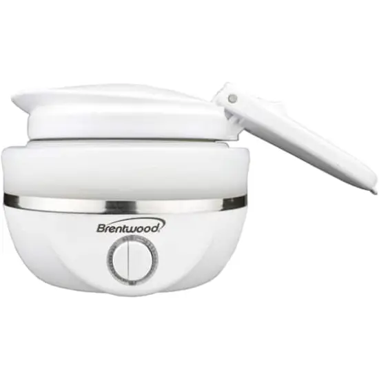 Brentwood White 0.85qt. Dual-Voltage Collapsible Travel Kettle {4}