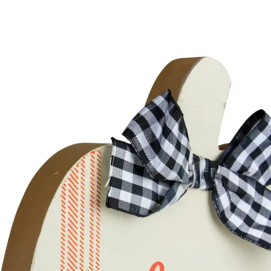 8" Blue & Beige Fall Harvest Wooden Pumpkin Welcome Plaque Set {5}