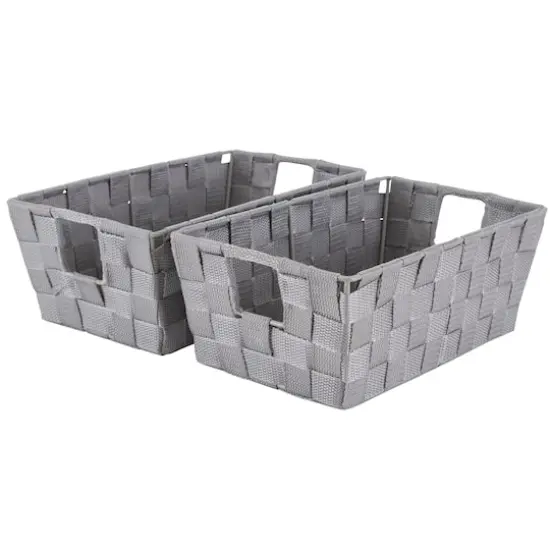 Simplify Small Grey Woven Storage Shelf Baskets, 2ct. {1}