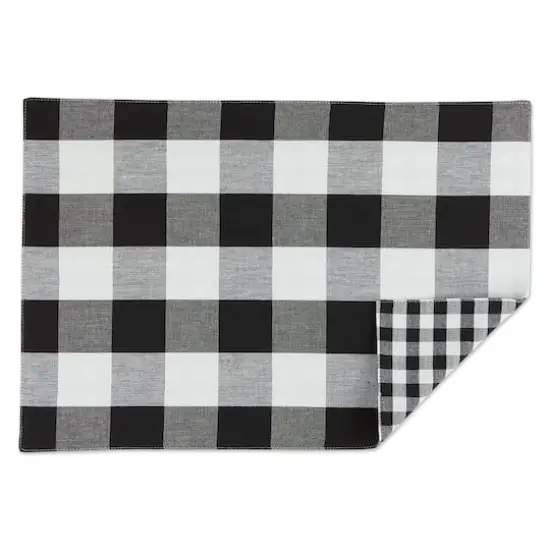 DII&reg; Reversible Gingham & Buffalo Check Placemat Set, 4ct. Black/White {4}