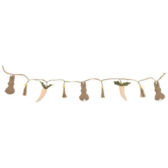 4ft. Beige & White Carrot & Plush Easter Bunny Garland {6}