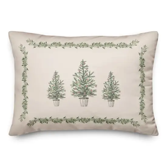 Garland Border & Christmas Tree Throw Pillow {1}