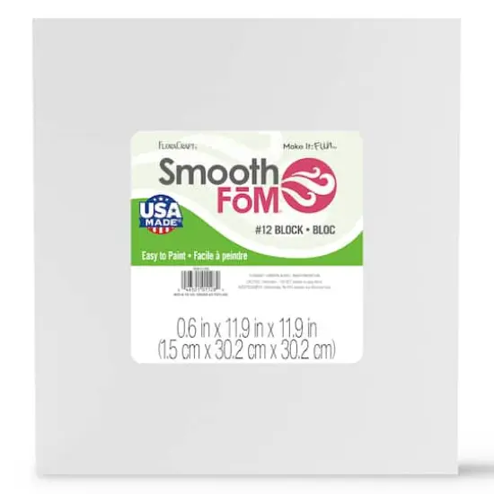 FloraCraft&reg; SmoothFōM&reg; 12" x 12" x 5/8" White Foam Block {1}