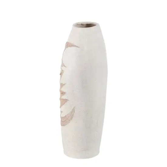 White Polystone Boho Style Vase, 18" x 10" x 6" {3}
