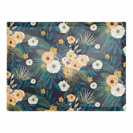 Tropical Floral Cotton Twill Placemat Navy {1}