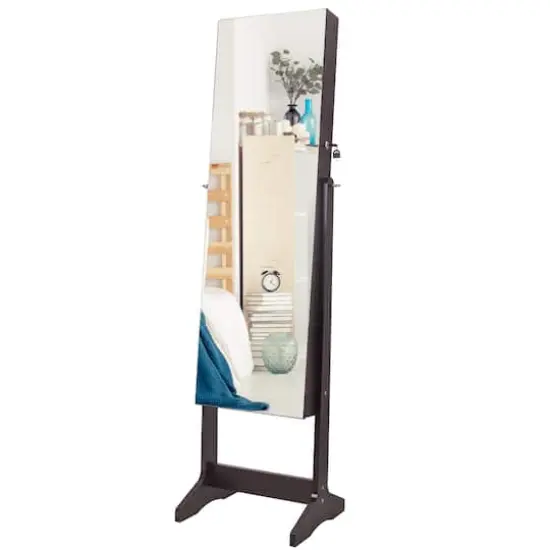 Mocha Brown Frameless Mirrored Jewelry Armoire {1}