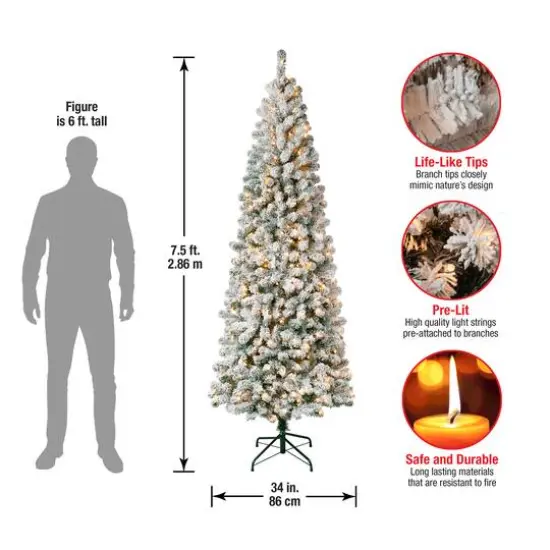 7.5ft. Pre-Lit Acacia Medium Flocked Artificial Christmas Tree, Clear Lights {5}