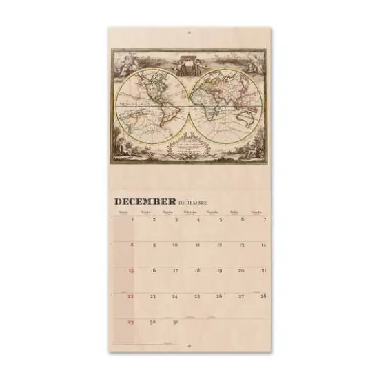 TF Publishing 2024 Vintage Maps Bilingual Wall Calendar {4}