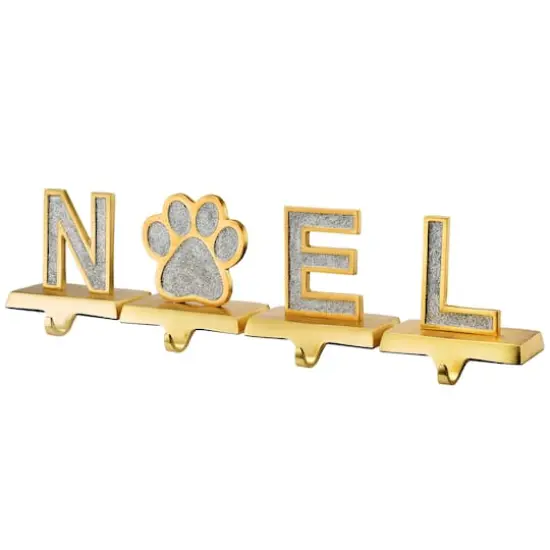 5" Gold Outlined with Silver Sparkle NOEL Stocking Holder {1}