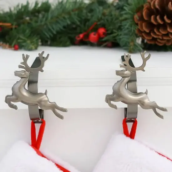 Original MantleClip&reg; Pewter Reindeer Icons Stocking Holders, 2ct. {3}