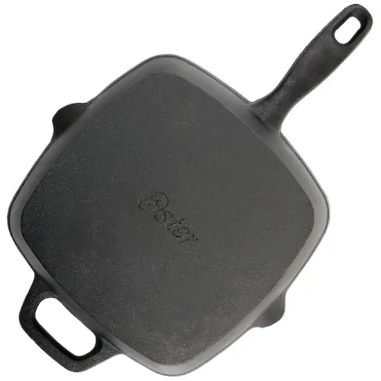 Oster Castaway 10'' Square Cast Iron Grill Pan with Pouring Spouts {4}