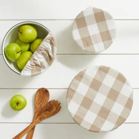 DII&reg; Assorted Stone Buffalo Check Woven Dish Cover Set {6}