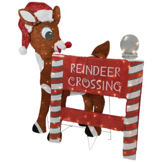 36" LED Rudolph Reindeer Crossing Outdoor Christmas Sign Decoration {4}