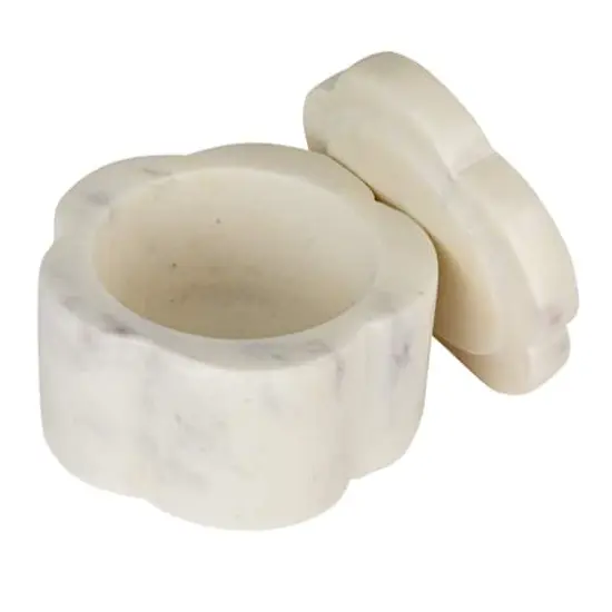 Hello Honey Elegant White Marble Pinch Pot with Lid {9}