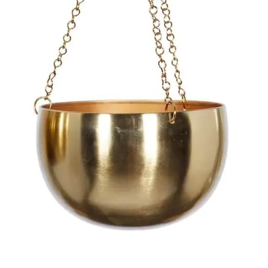 Gold Metal Glam Hanging Planter Set {4}