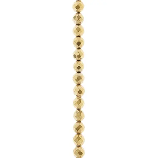 Gold Faceted Luster Hematite Round Beads, 6mm by Bead Landing&trade; {1}