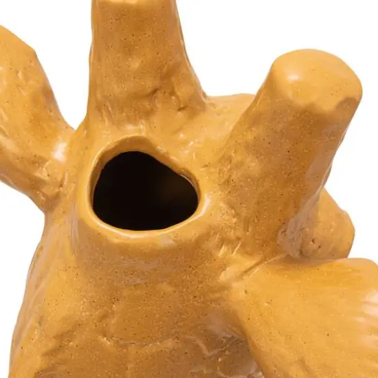 Hello Honey&reg; 10.25" Matte Mustard Reactive Glaze Stoneware Giraffe Head Vase {7}