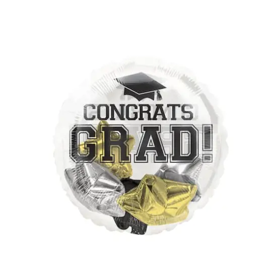 20" Black, Silver & Gold Stars Congrats Grad Balloon {1}