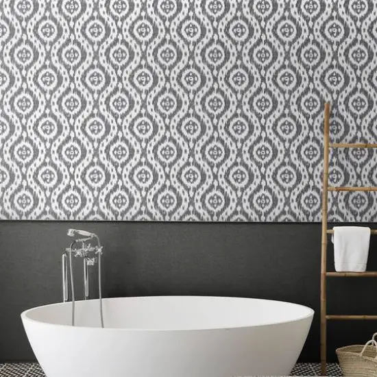 Surface Style Ikat Tracery Peel & Stick Wallpaper Ebony {4}