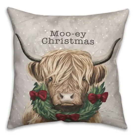 Moo-ey Christmas 18" x 18" Spun Poly Pillow {1}