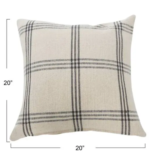 Hello Honey&reg; 20'' Square Gray Plaid Cotton Pillow Cover {5}