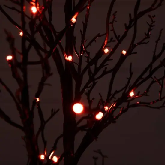 4ft. Orange & Purple LED Pre-Lit Halloween Deluxe Black Twig Artificial Fall Tree {9}