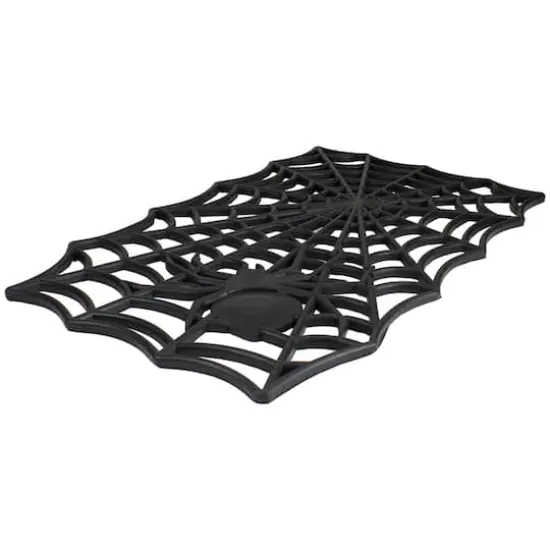 Black Spider Web Rectangular Halloween Doormat {5}