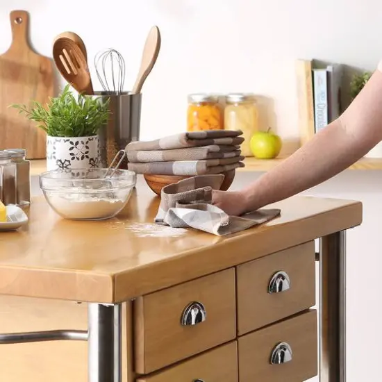 DII&reg; Tri-Color Check Dishcloths, 4ct. Stone {5}