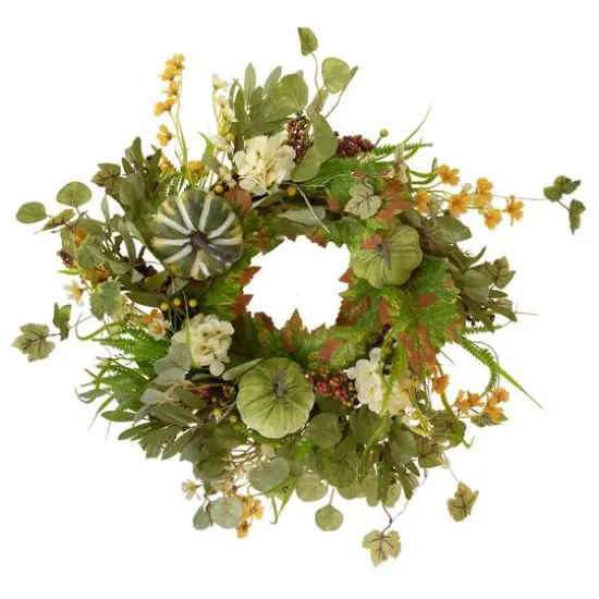 24" Pumpkins & Berries Artificial Fall Harvest Twig Wreath {1}