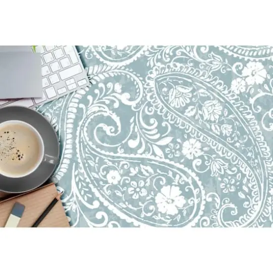 RoomMates Paisley Prince Peel & Stick Wallpaper Blue and White {4}