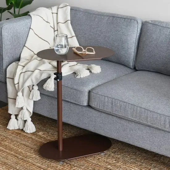 Hello Honey&reg; Modern Adjustable C-Shaped End Table Vintage Brown {3}