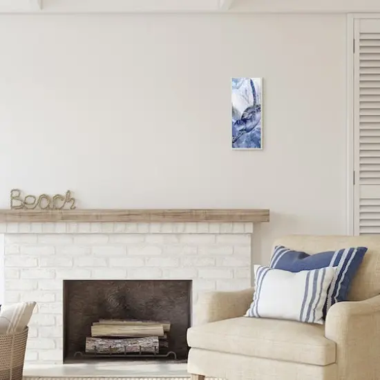 Stupell Industries Stylized Blue Sea Turtle Swimming In Ocean,7" x 17" {3}