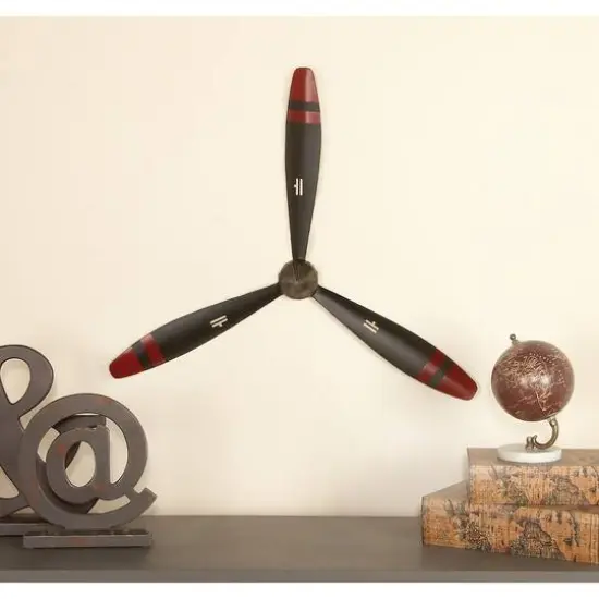 25" Black & Red Metal Industrial Propellor Wall D&eacute;cor {7}