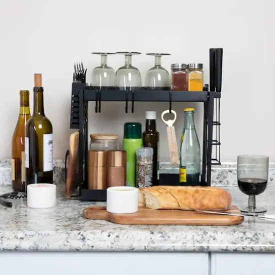 Household Essentials 12" Black Metal 2-Tier Countertop Caddy {3}