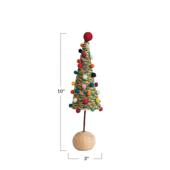 Hello Honey&reg; 10.5" Multicolor Wool Felt Tree with Pom Poms {4}